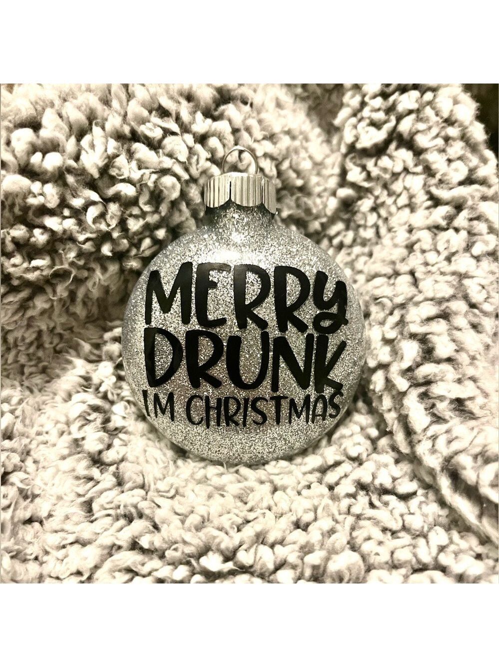 Silver Glitter Custom Ornament